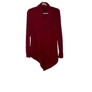 A.BYER red cowl neckline top. Asymmetrical hemline. Size M